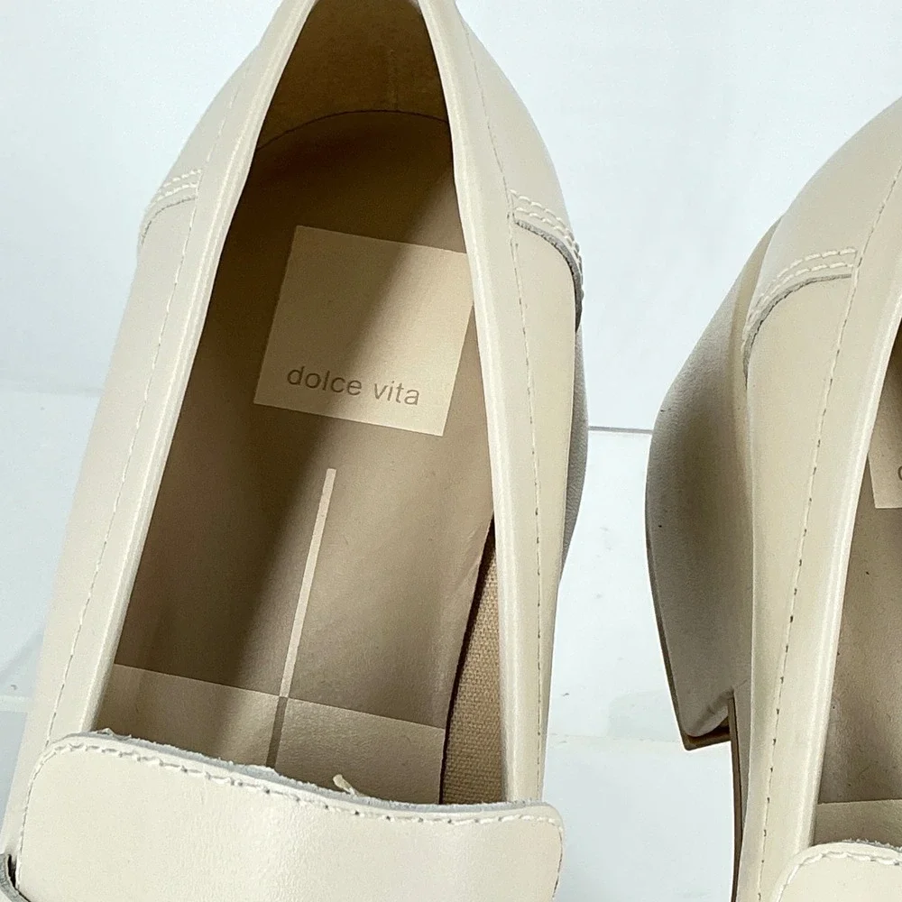 Dolce Vita Size 8.5 Ivory Leather Platform‎ Penny Loafers NEW Chunky Yanni $150